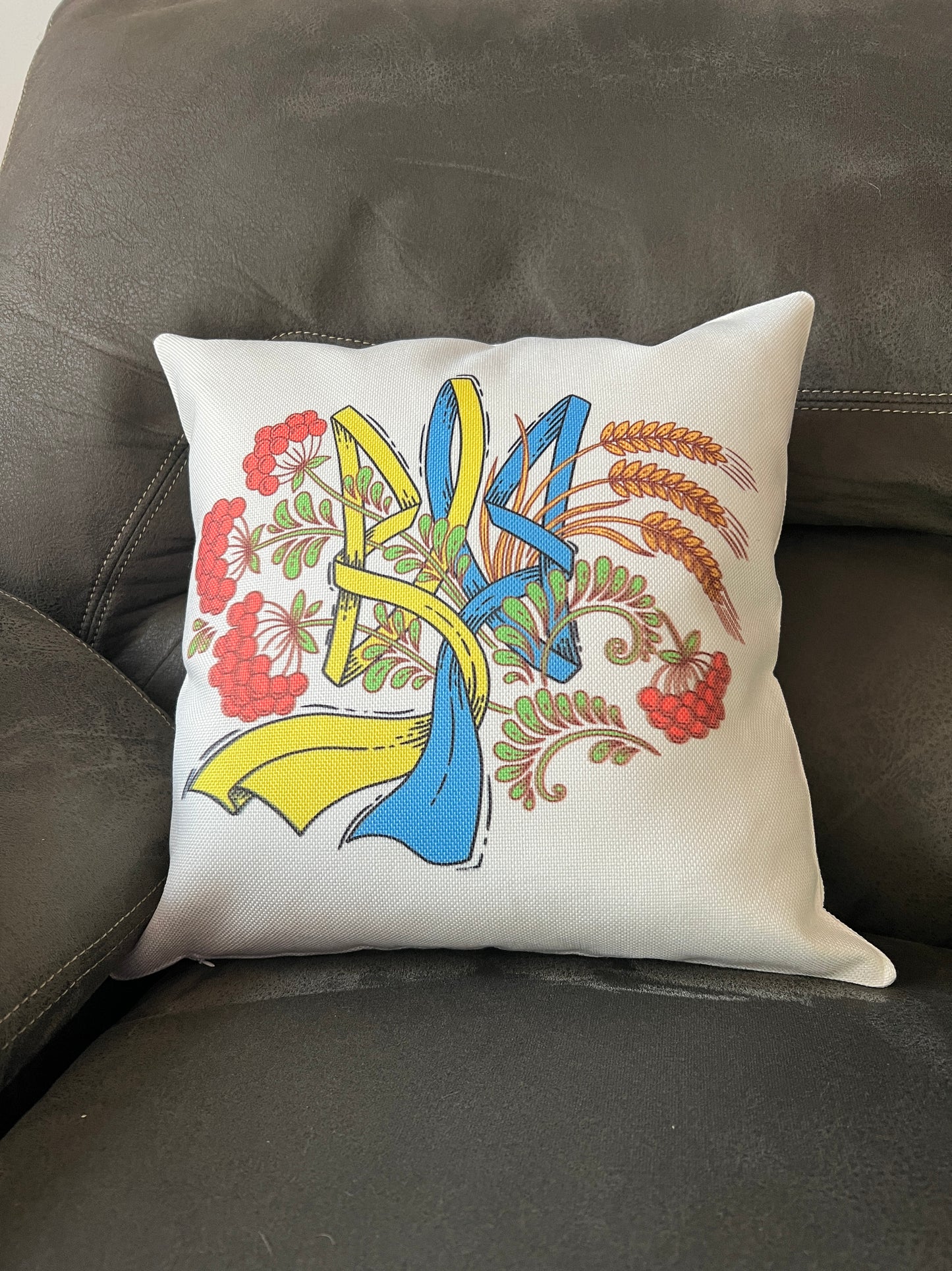 Ukrainian Tryzub with Wheat Pillow