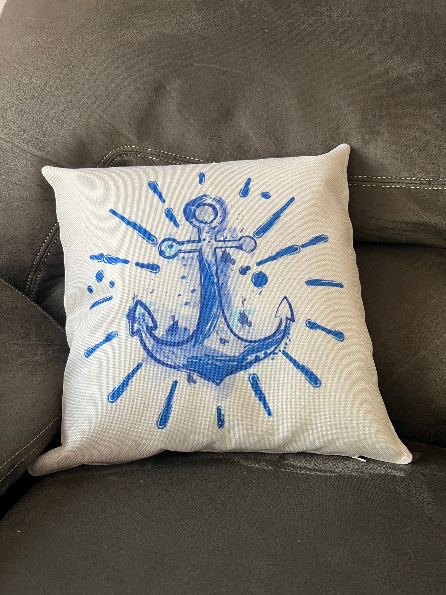 Blue Anchor Pillow