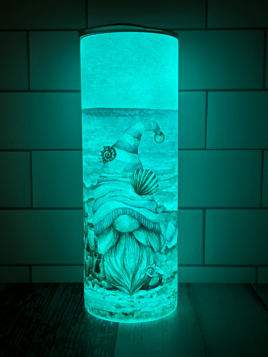 Gnome on the Beach Glow in the Dark 20oz Stainless Steel Tumbler