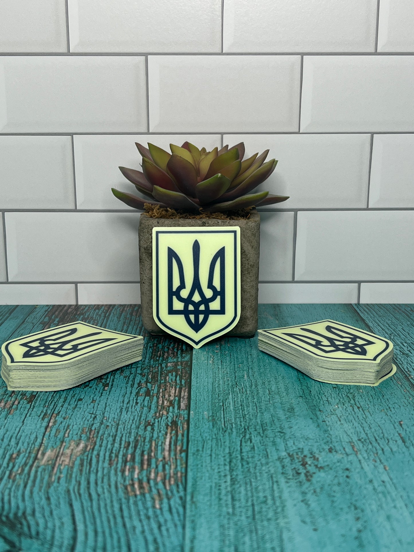 Glow in the Dark Ukrainian Tryzub Sticker Decal