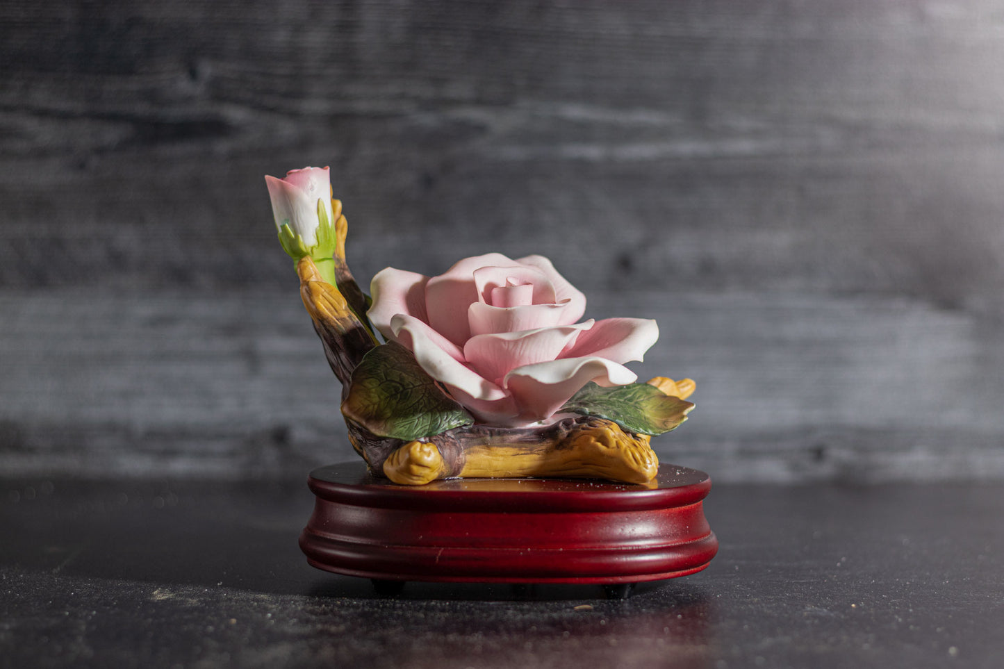 San Francisco Music Box Company Double Pink Roses Music Box