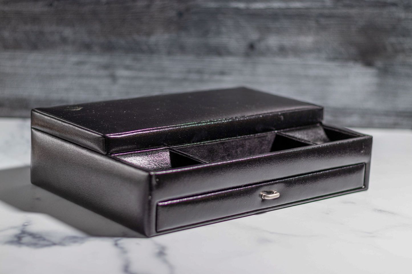 Black Leather Jewelry Music Box