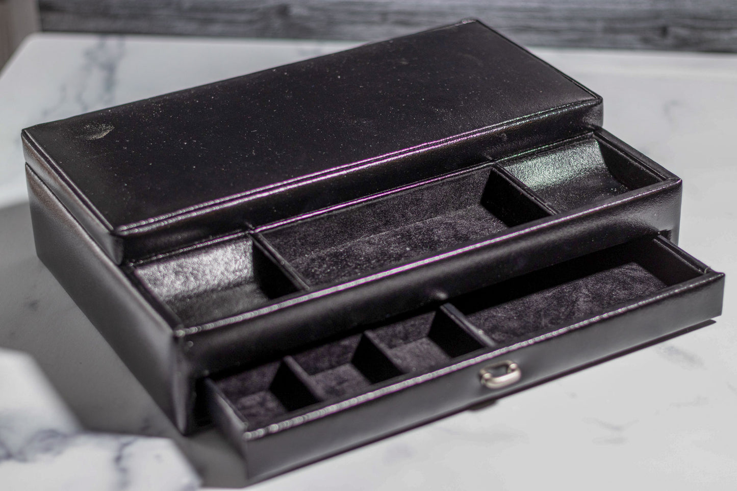 Black Leather Jewelry Music Box