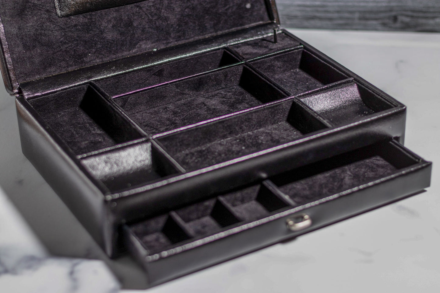 Black Leather Jewelry Music Box