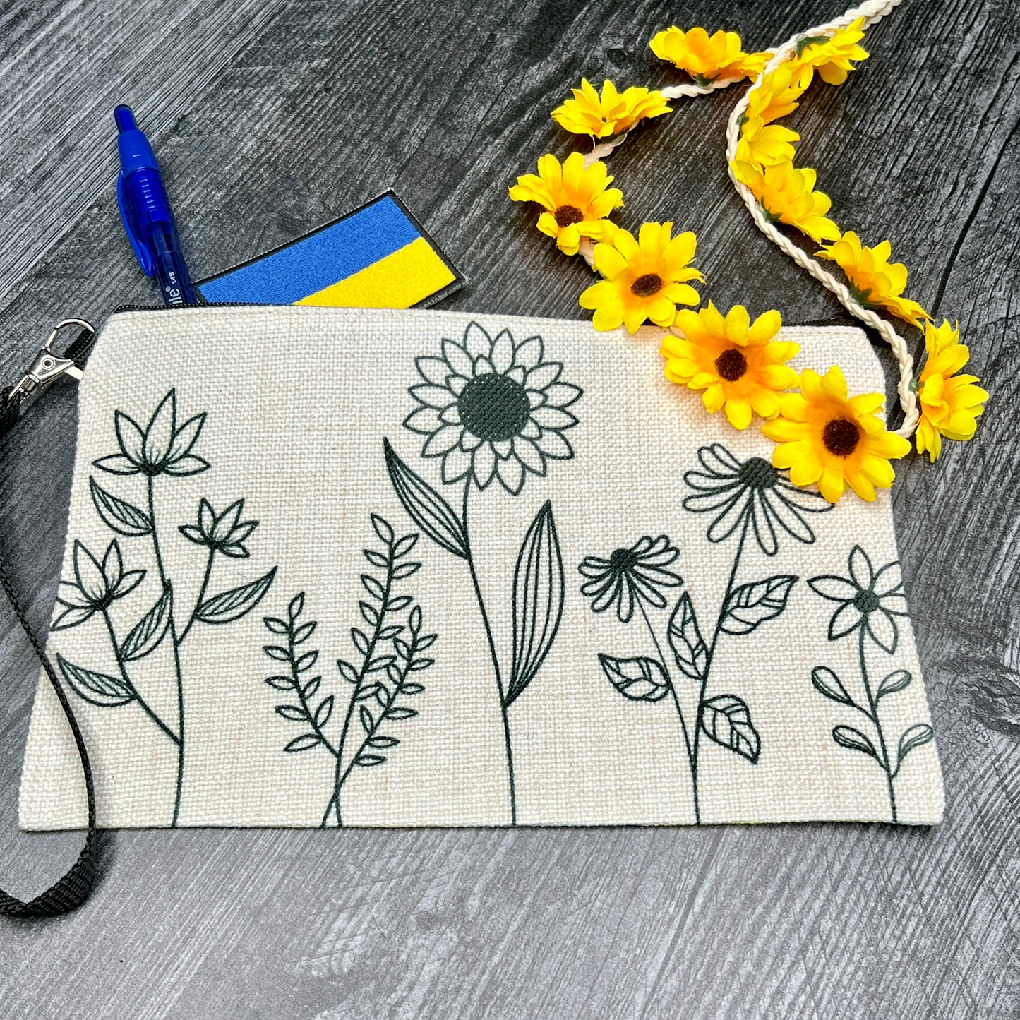 Ukrainian Flowers-Double Sided Makeup Bag