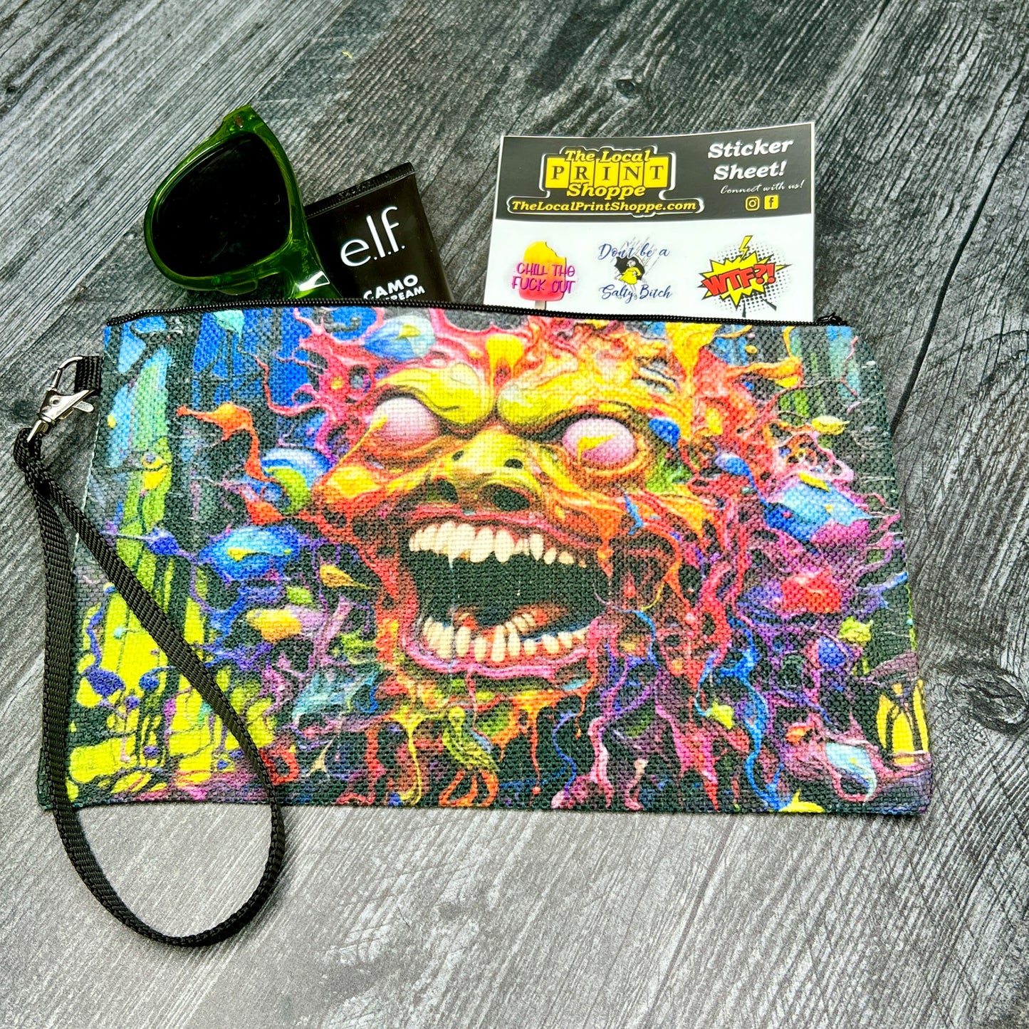 Dripping Neon Monster Makeup Bag