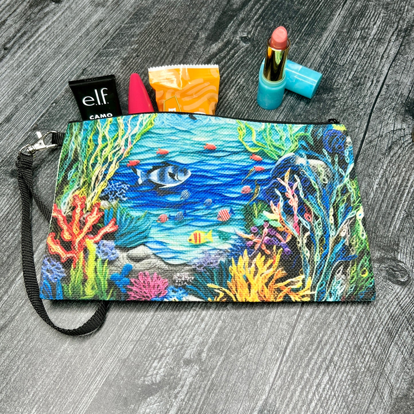 Colorful Under the Sea, Double Sided Makeup Bag