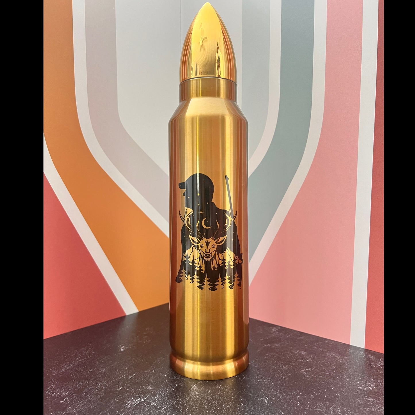 Deer Hunter at Night 32oz Stainless Steel Bullet Tumbler