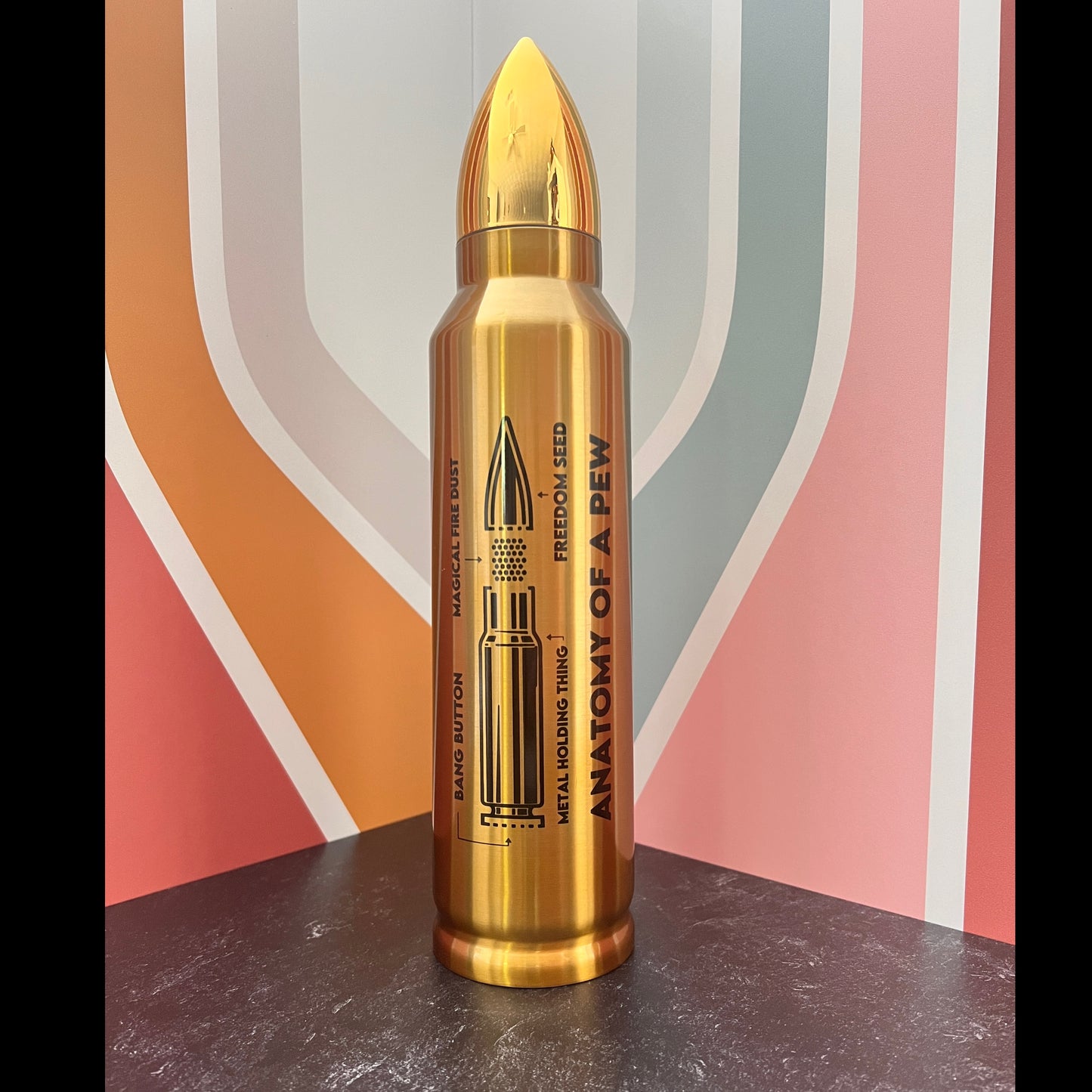 Anatomy of a Pew 32oz Stainless Steel Bullet Tumbler