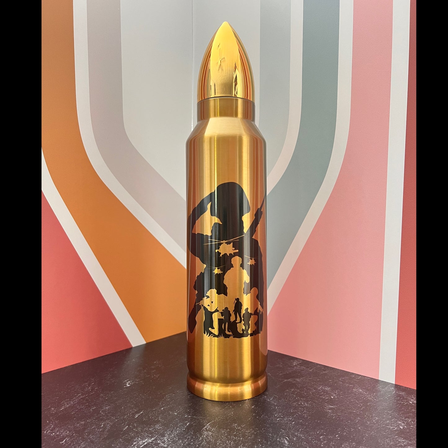 Soldier Silhouettes 32oz Stainless Steel Bullet Tumbler