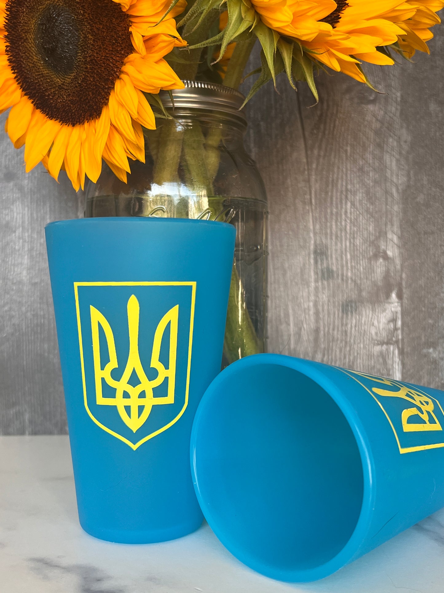 Ukrainian Tryzub 16oz Silicone Pint Glass