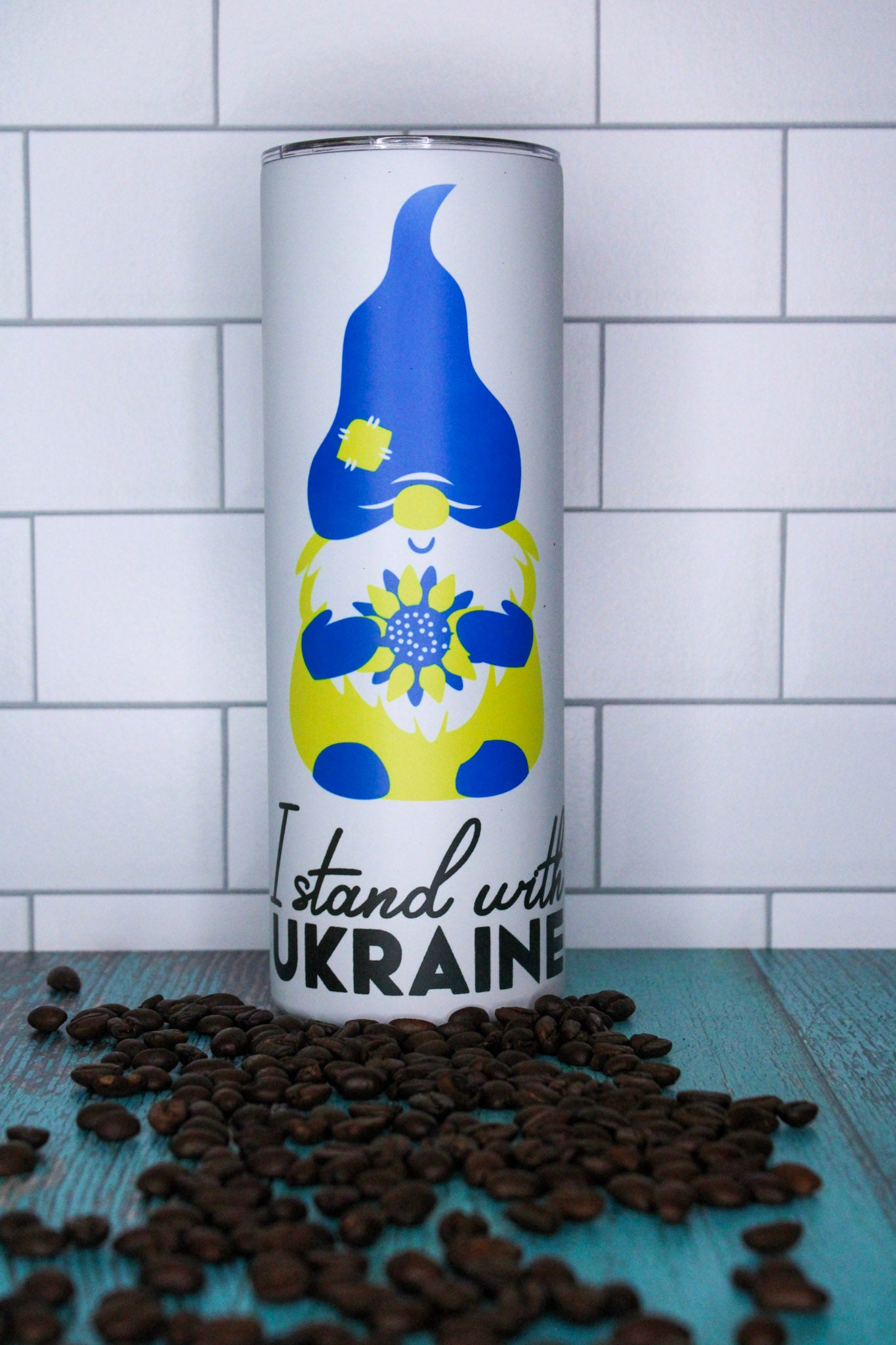 I Support Ukraine Gnome Glow in the Dark 20oz Stainless Steel Tumbler