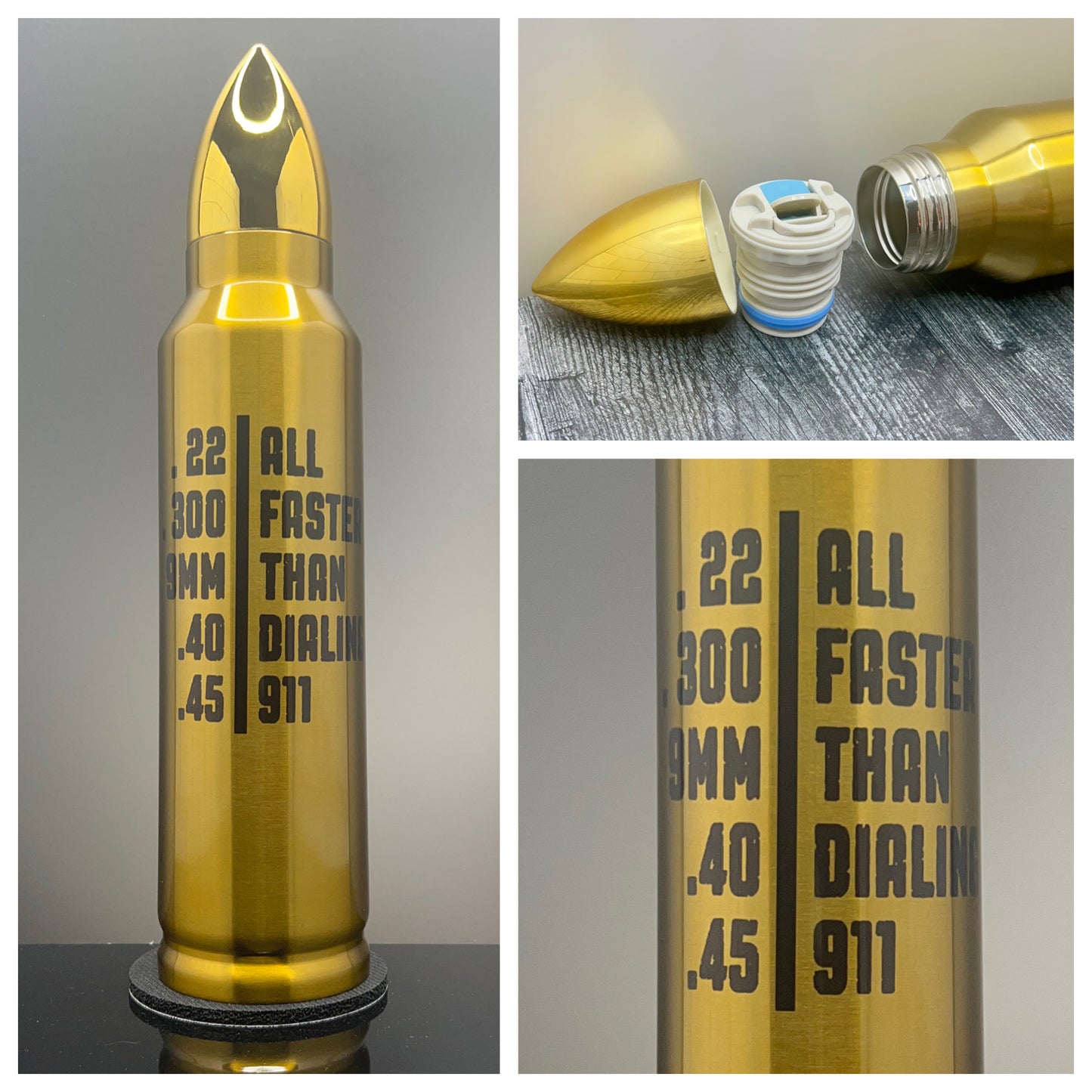 All Faster than Dialing 911 32oz Stainless Steel Bullet Tumbler