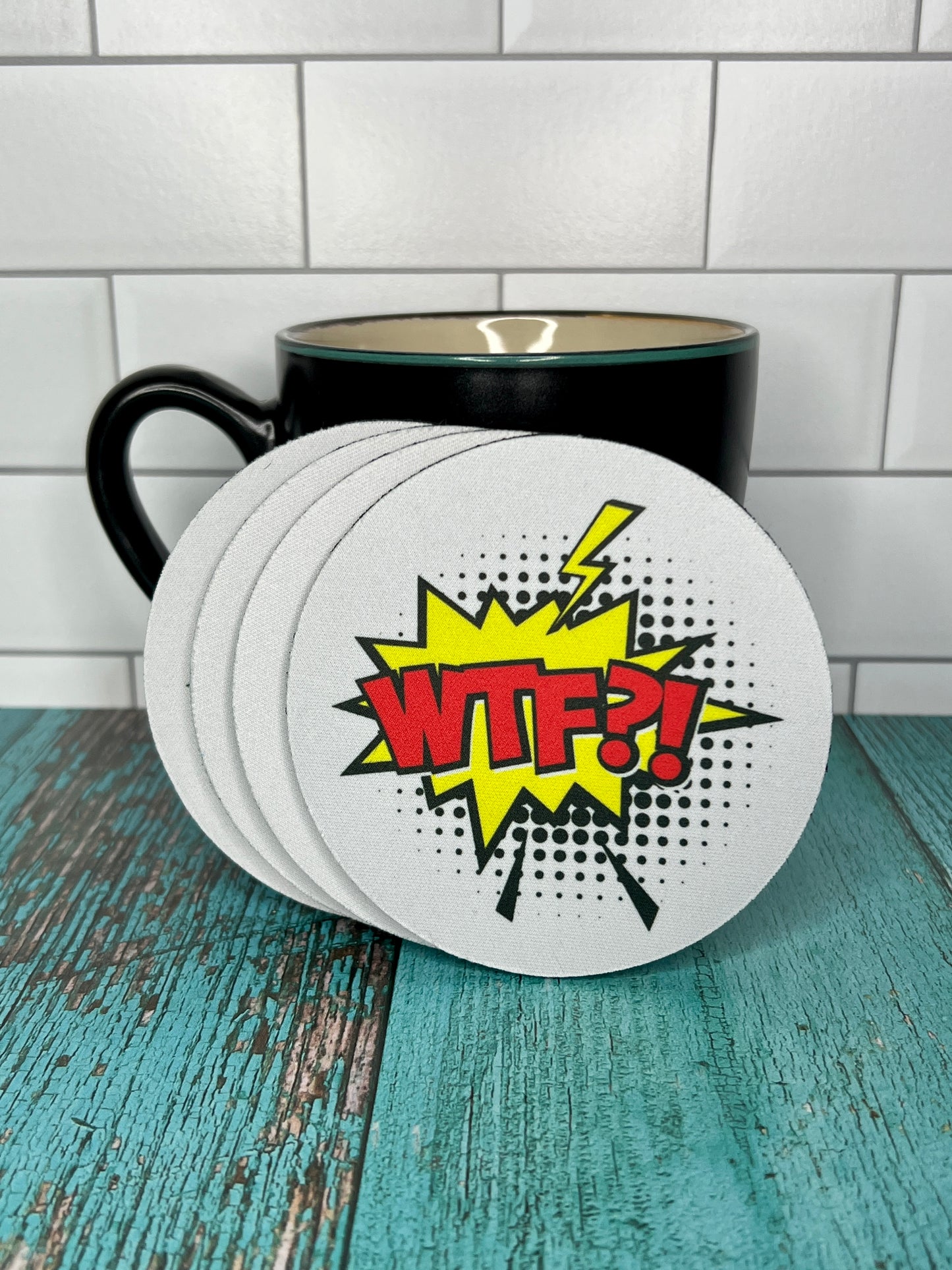 "WTF" Comic Coaster