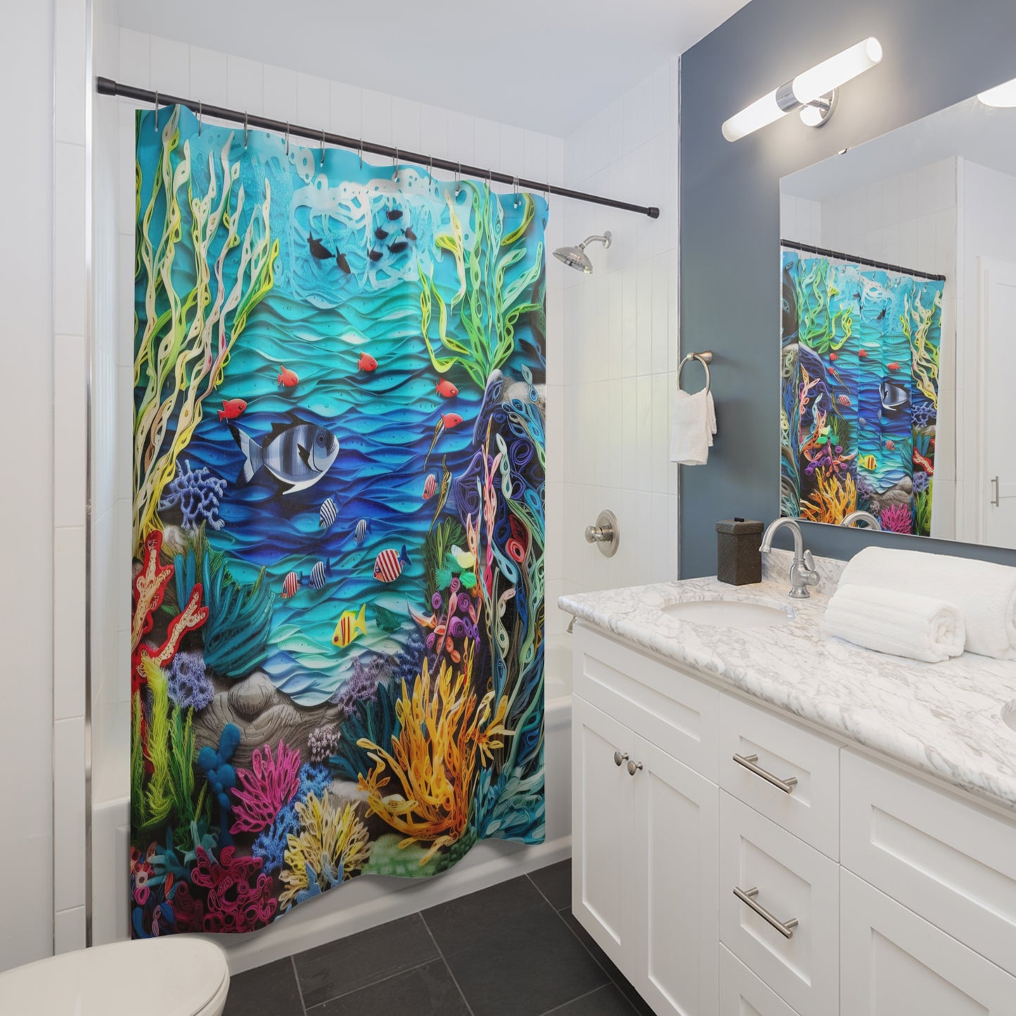Paper Twill Sea Life Shower Curtains