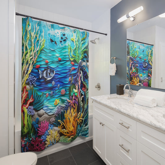 Paper Twill Sea Life Shower Curtains