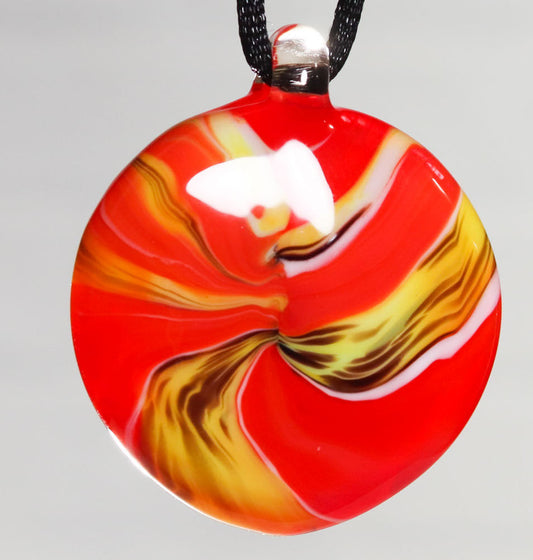 Glass Necklace #07 Orange Yellow Black GN07-O-BK-Y-W