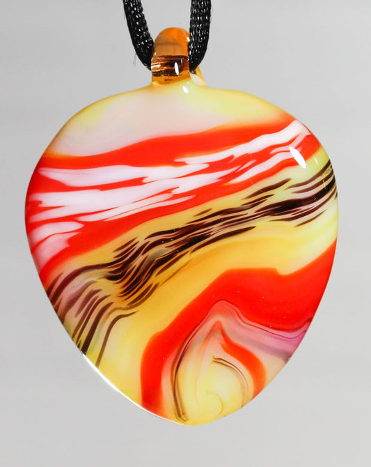 Glass Necklace #08 Orange Yellow Black White GN08-O-BK-Y-W