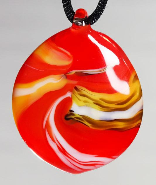 Glass Necklace #09 Orange Yellow Black White GN09-O-BK-Y-W