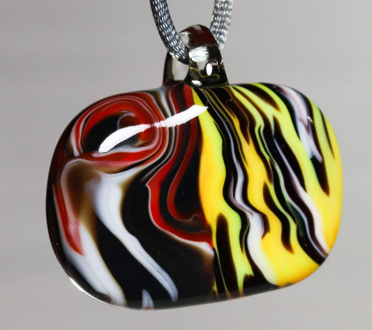 Glass Necklace #10 Black Yellow Red GN10-BK-R-Y-R-W