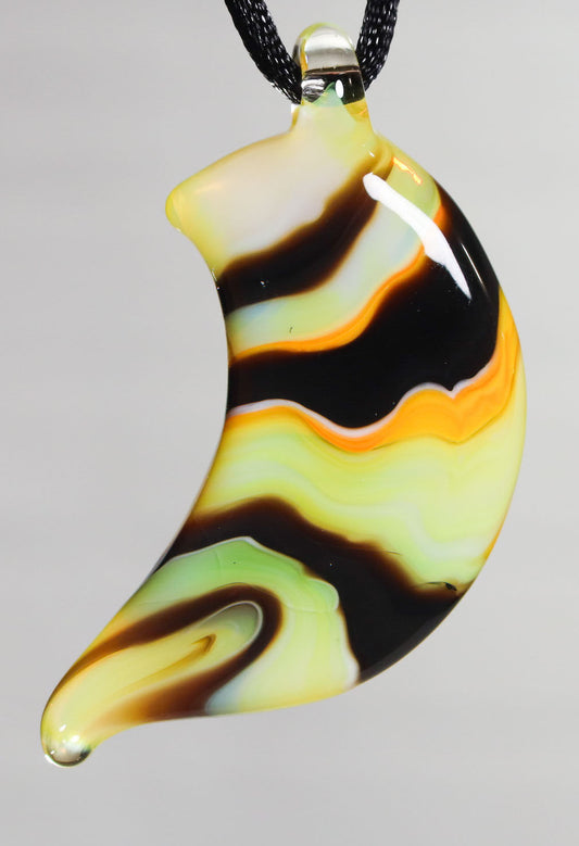 Glass Necklace #11 Moon Black Yellow Orange GN11-MOON-BK-Y-O