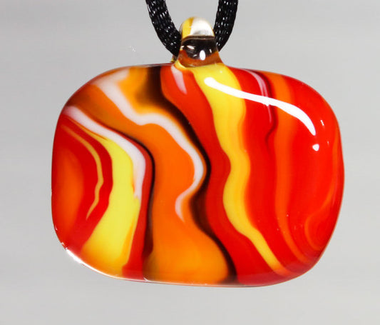 Glass Necklace #12 Red Yellow Orange GN12-O-R-Y-R-W-BK