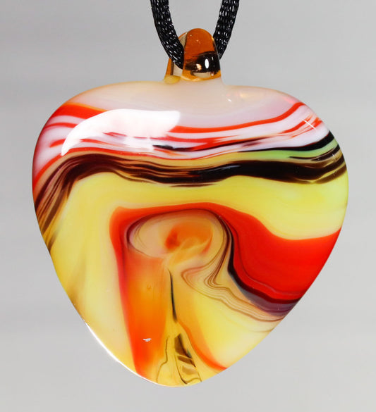 Glass Necklace #13 Red Yellow Black GN13-O-Y-W-BK