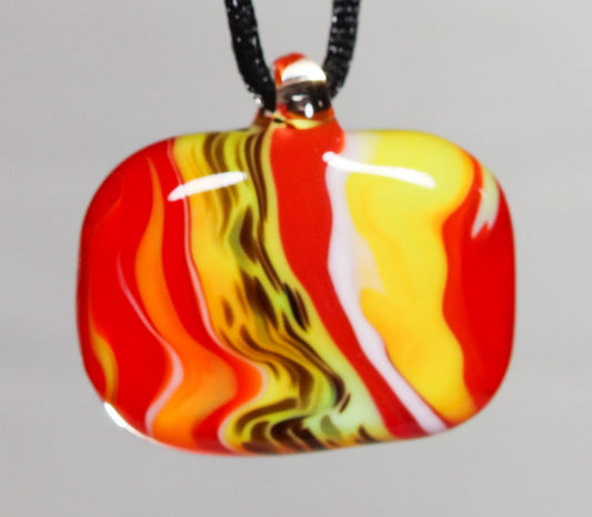 Glass Necklace #14 Red Yellow Black GN14-O-Y-W-BK