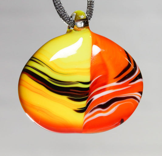 Glass Necklace #16 Orange Yellow Black GN16-O-Y-W-BK
