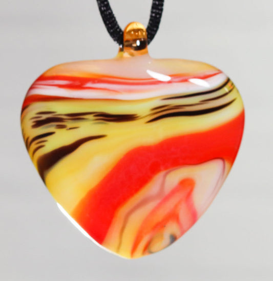 Glass Necklace #17 Red White Yellow Black GN17-O-Y-W-BK