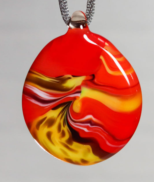 Glass Necklace #19 Red Yellow Black GN19-R-Y-W-BK