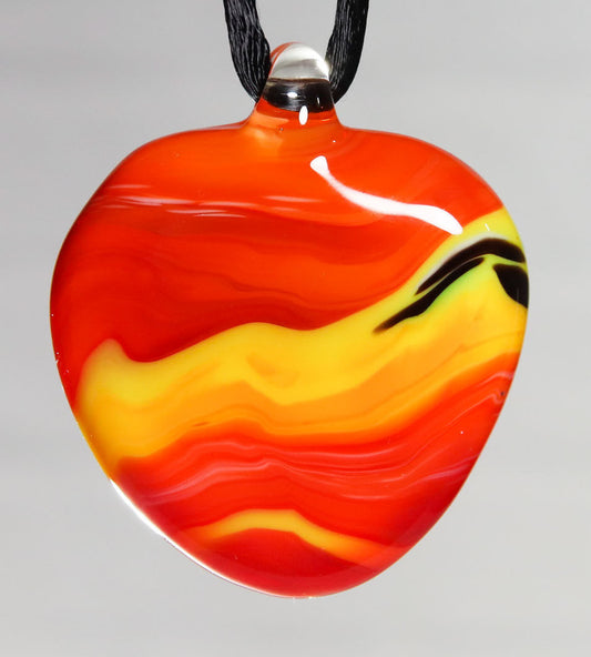 Glass Necklace #20 Orange Yellow Black GN20-R-O-Y-W-BK