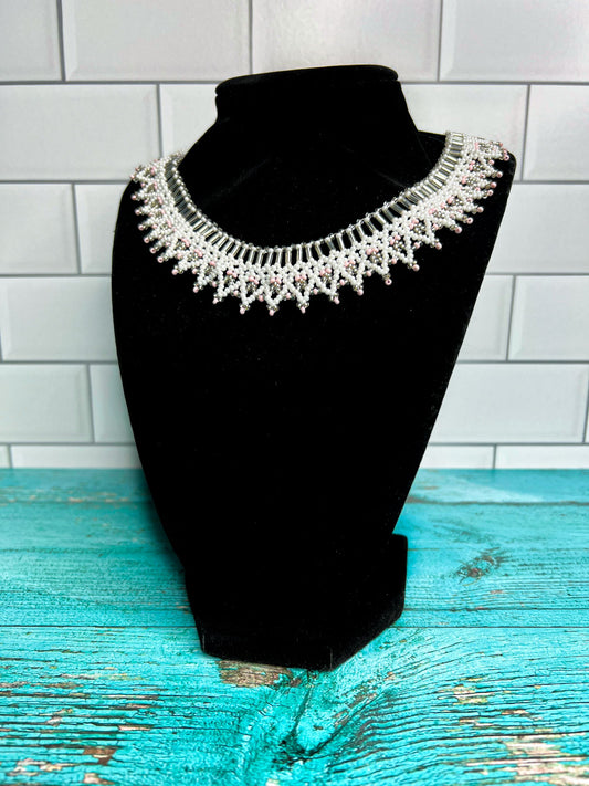 Ukrainian Handmade Beaded Necklace UBN04-W-S