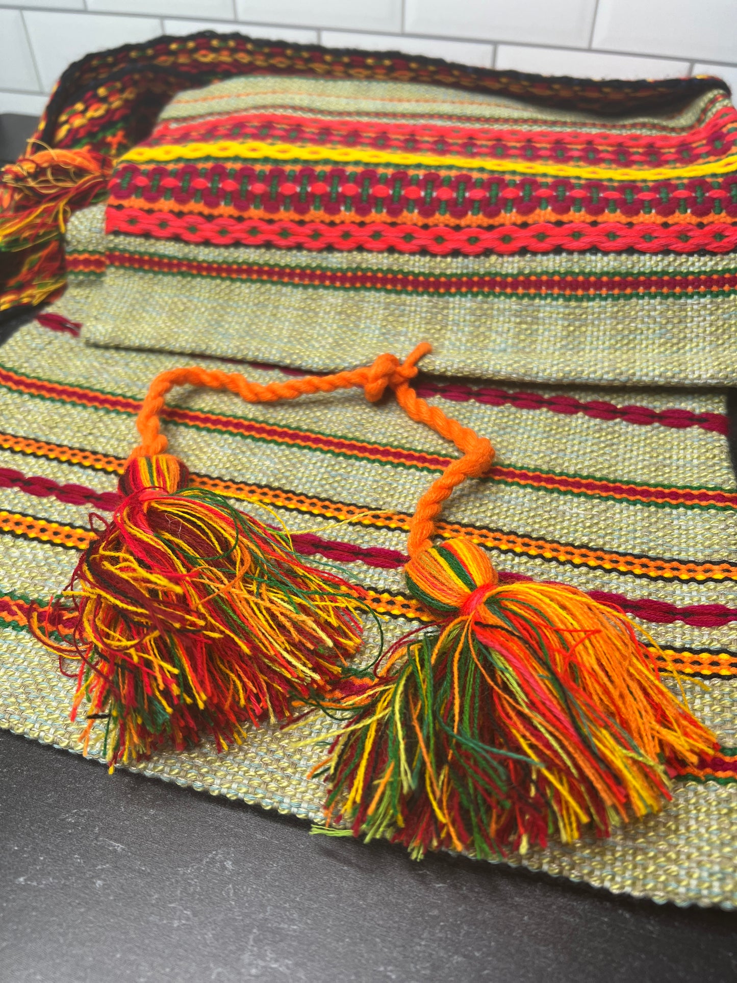 Hand Woven Wool Shoulder Bag 074215