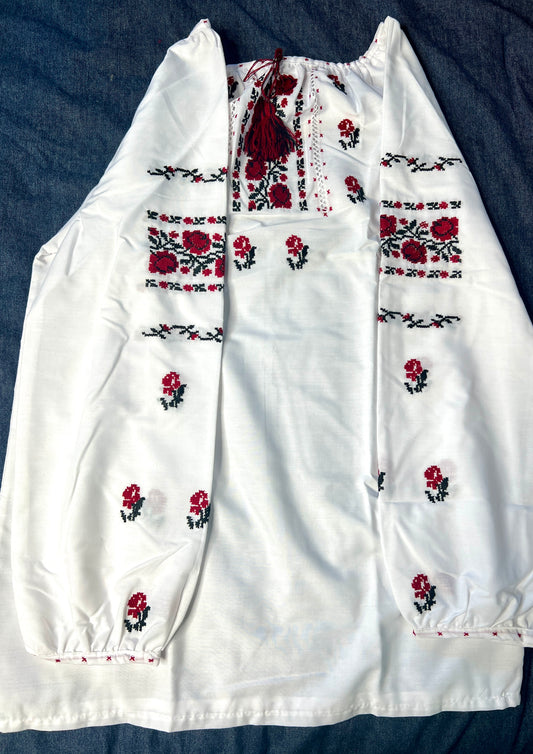 Ukrainian Handmade Embroidered Women's Polycotton Blouse 1663