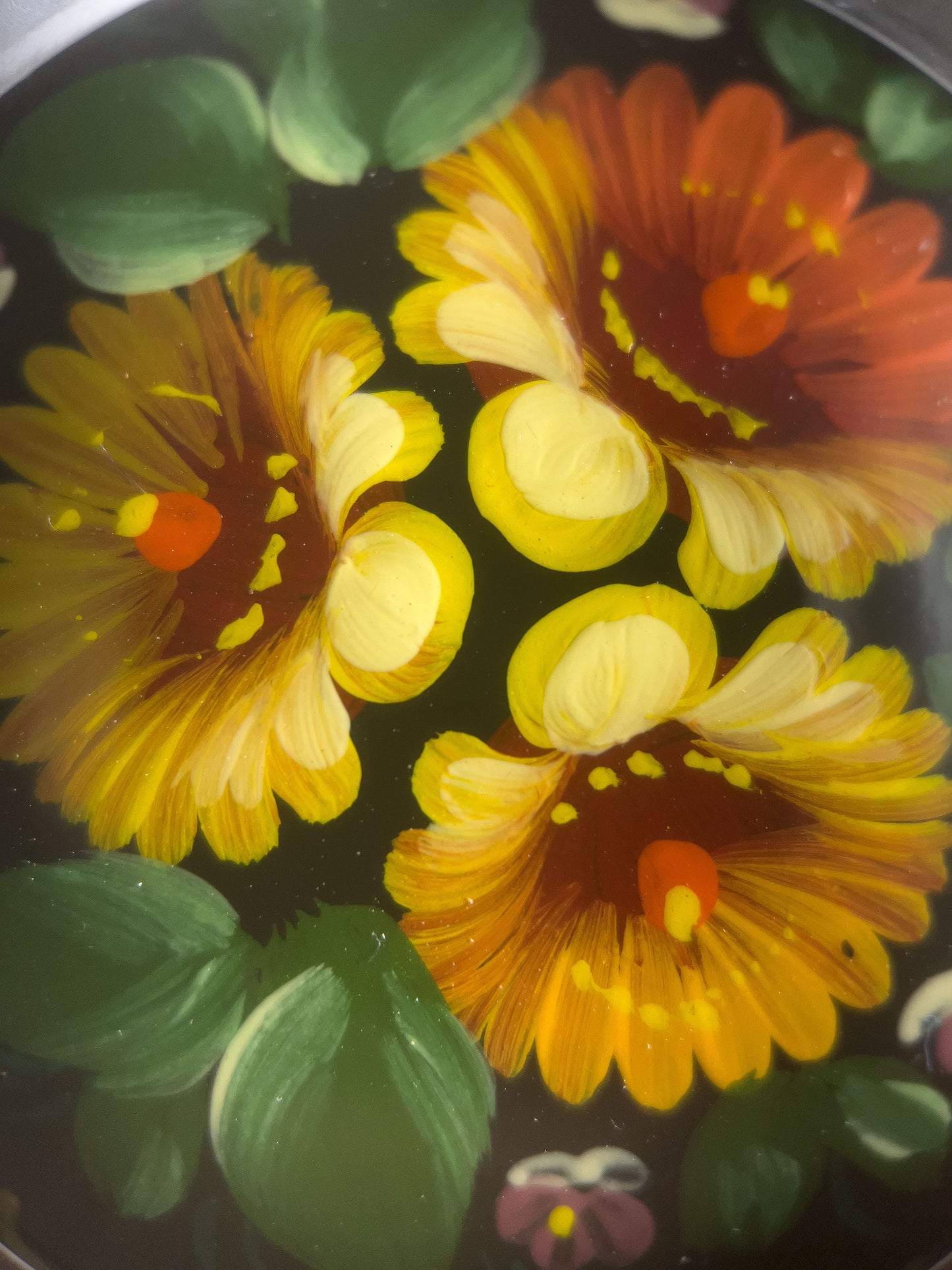 Brooch #07 Orange Flowers Handcrafted in Ukraine