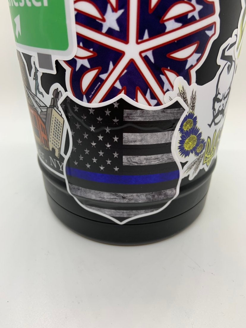 Blue Line American Flag Badge Waterproof Vinyl Sticker Decal