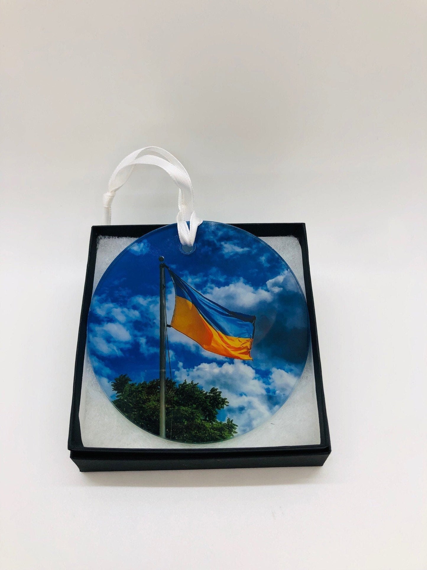 Ukrainian Flag Photograph Glass Ornament / Suncatcher