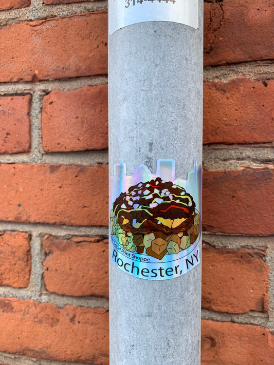 Holographic Rochester New York Garbage Trash Plate Sticker Decal