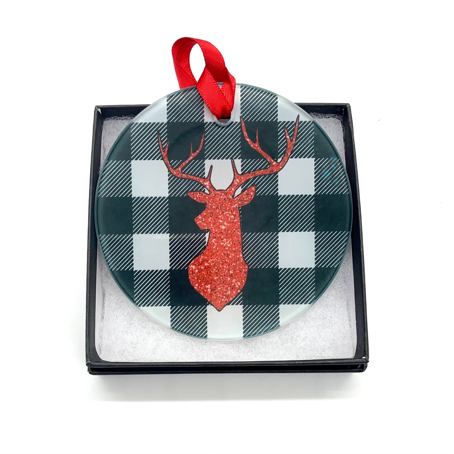 Glittery Deer Glass Ornament / Suncatcher