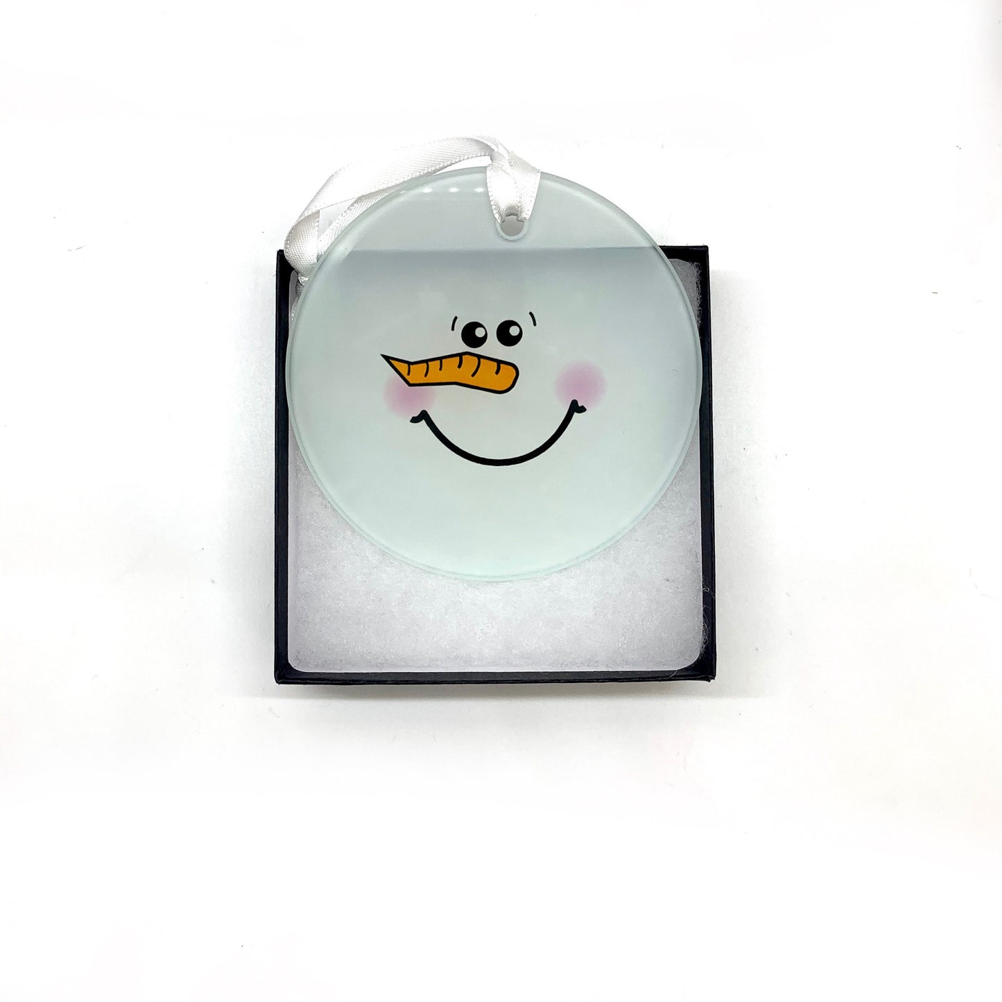 Happy Snowman Glass Ornament / Suncatcher