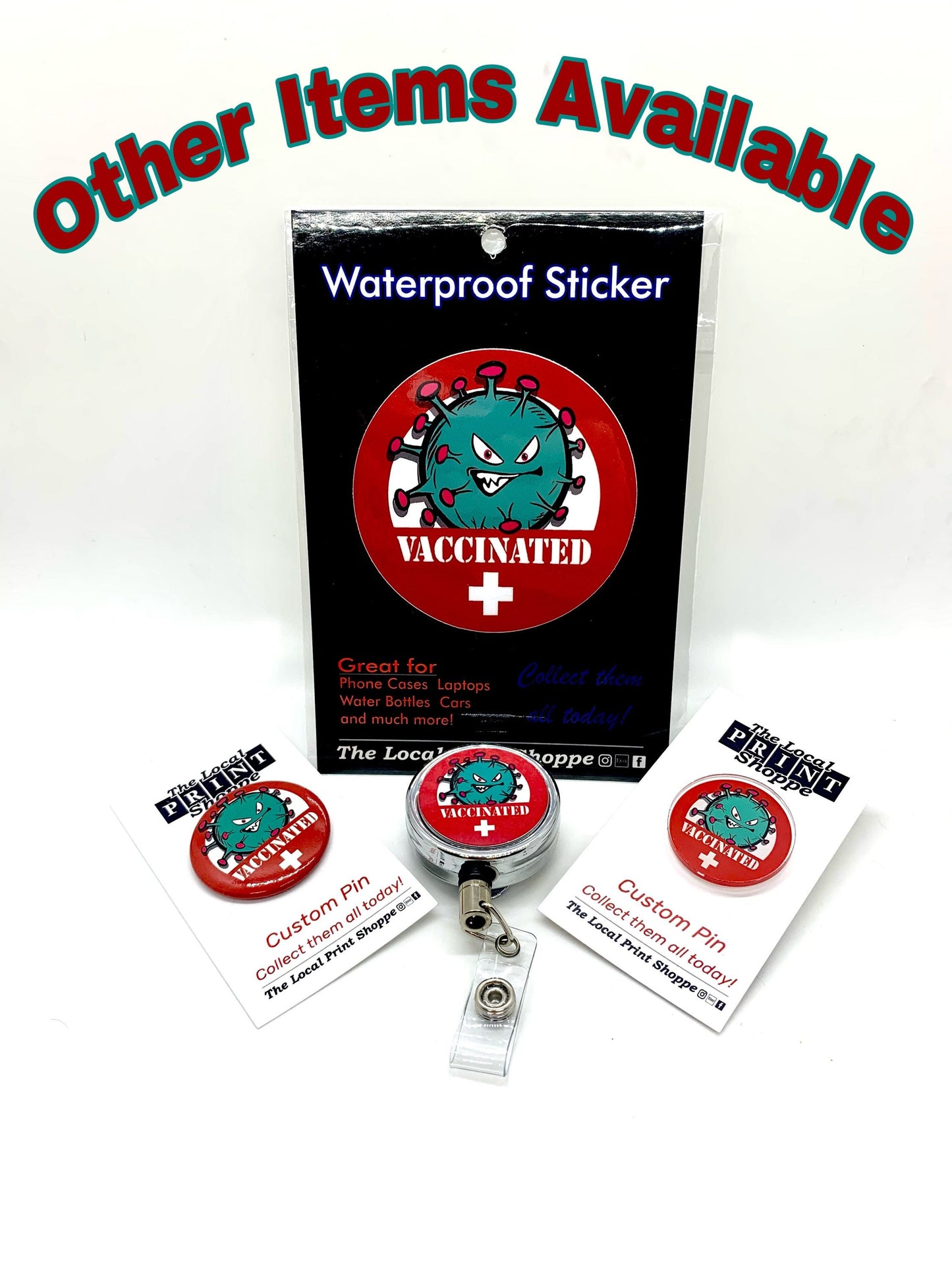 Vaccinated Metal Button