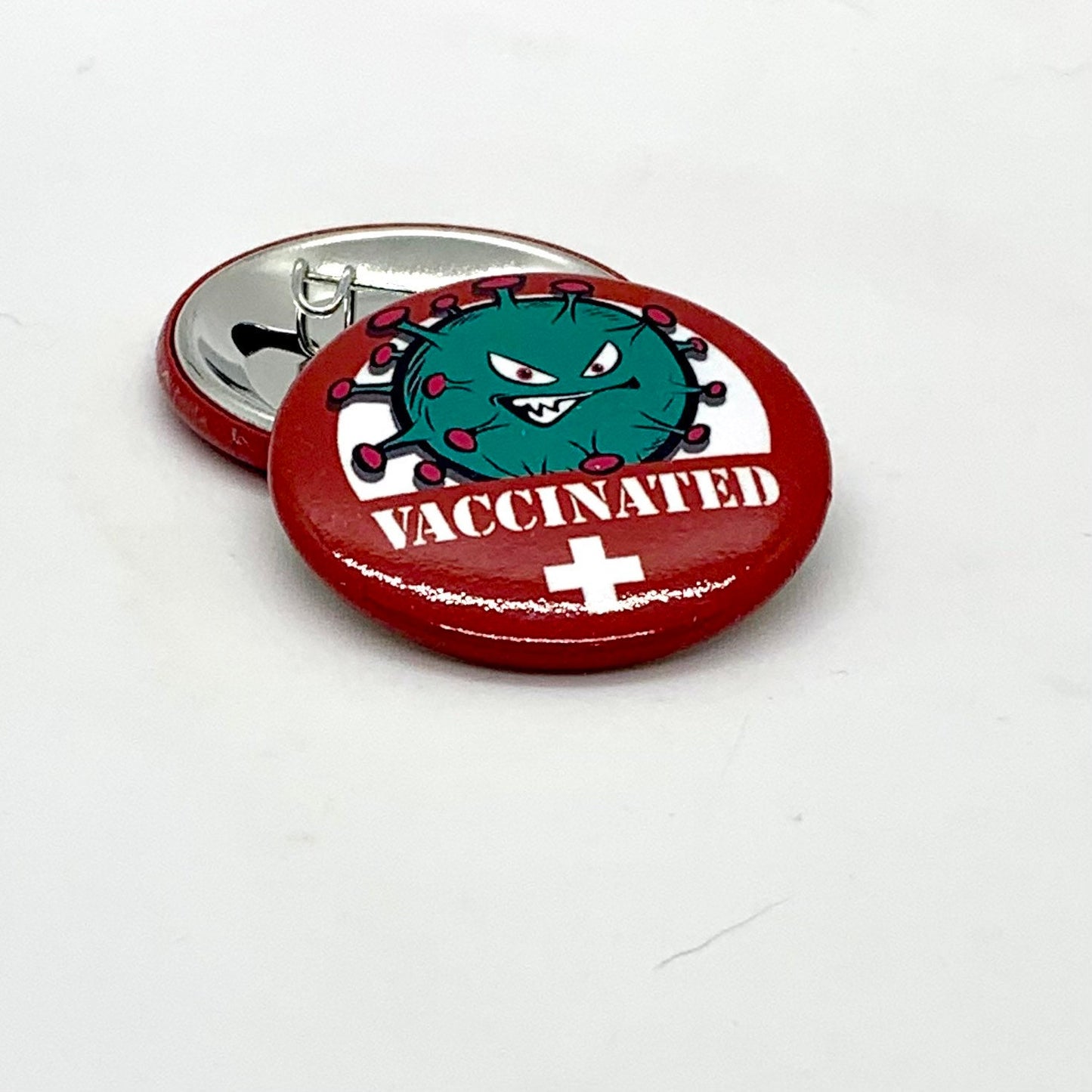 Vaccinated Metal Button