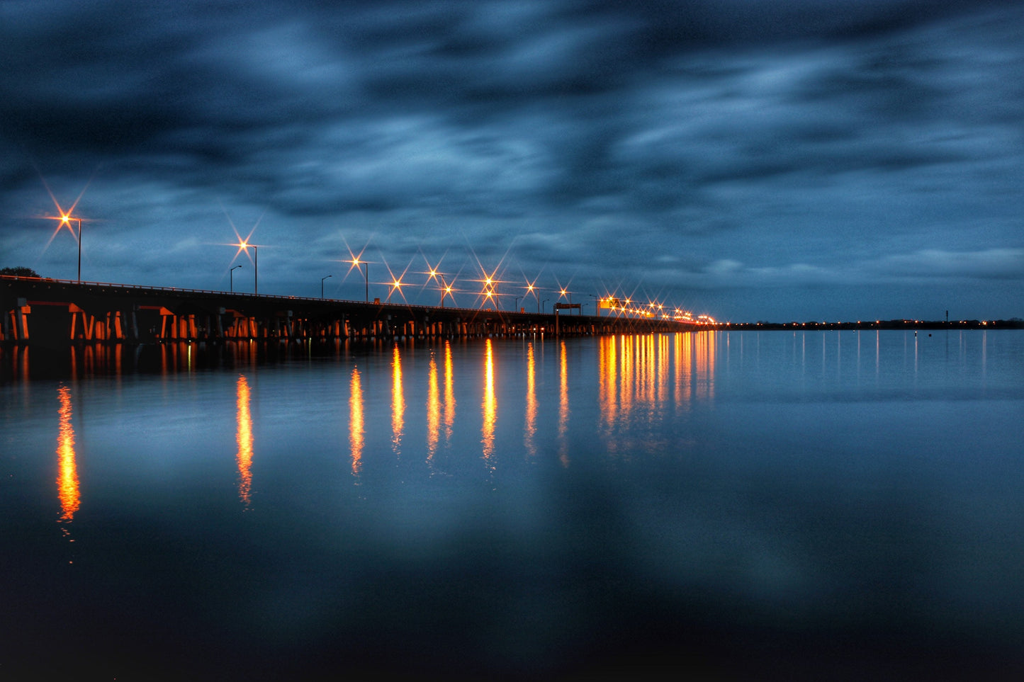 Hampton Roads Bridge Tunnel at Night, Norfolk, VA Photo Print