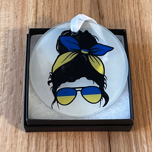 Ukrainian Girl Glass Ornament / Suncatcher