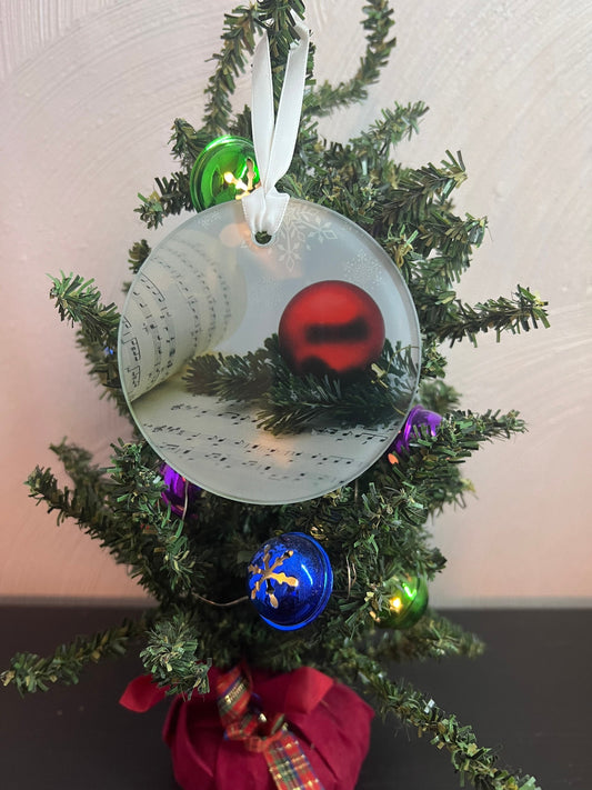 Red Bauble with Sheet Music Glass Ornament / Suncatcher