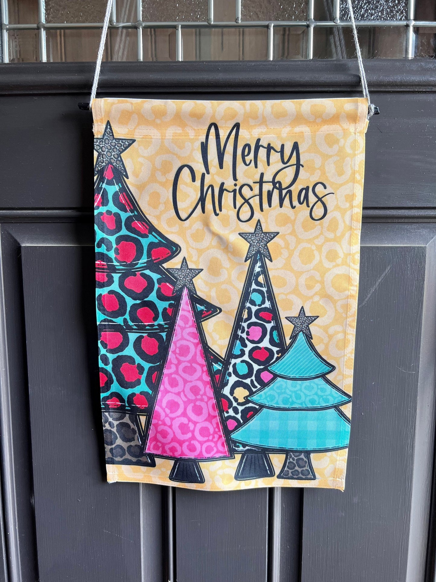Merry Christmas with Trees. Christmas Garden Flag/Door Hanger