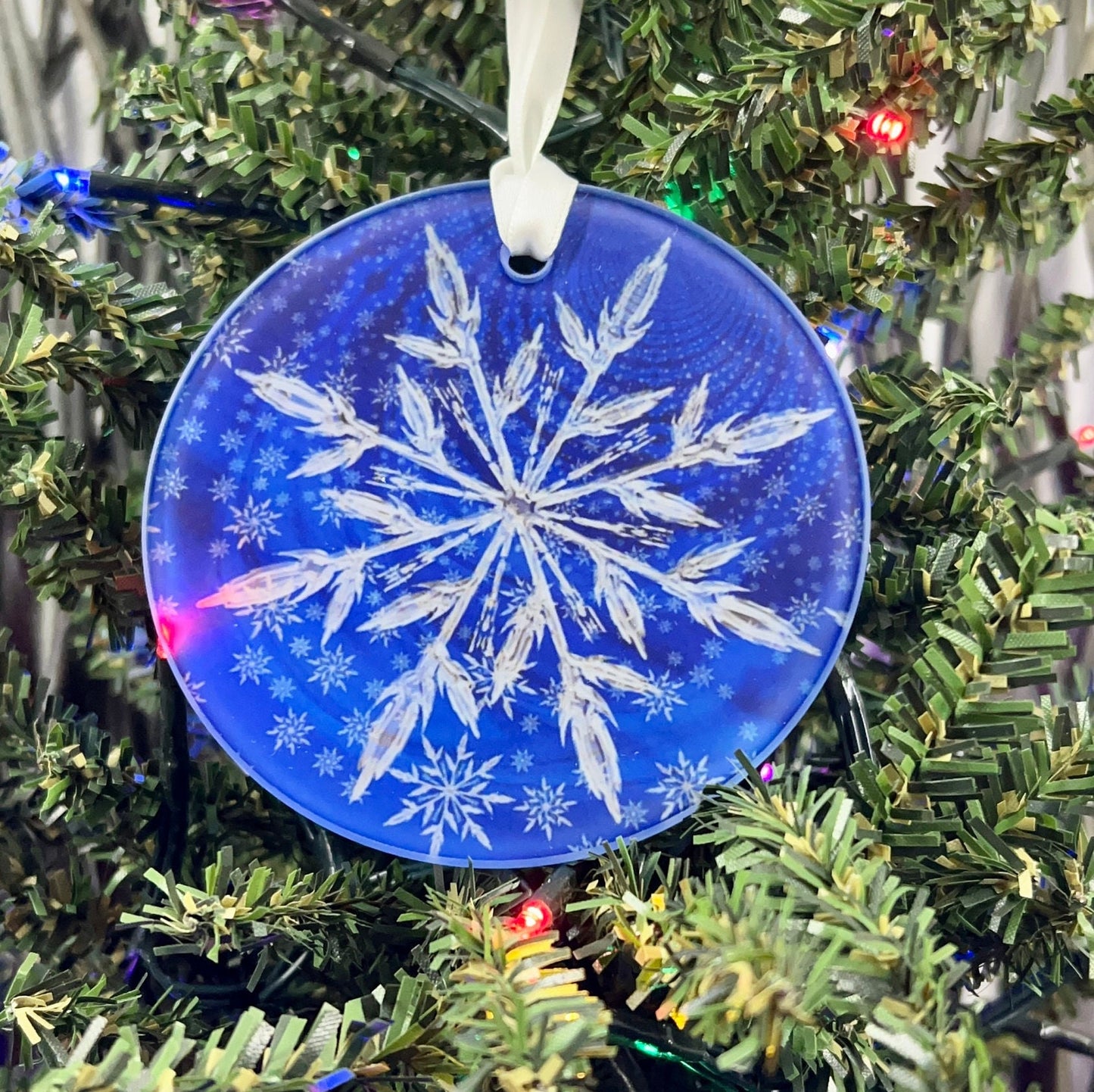 Blue Snowflake Glass Ornament