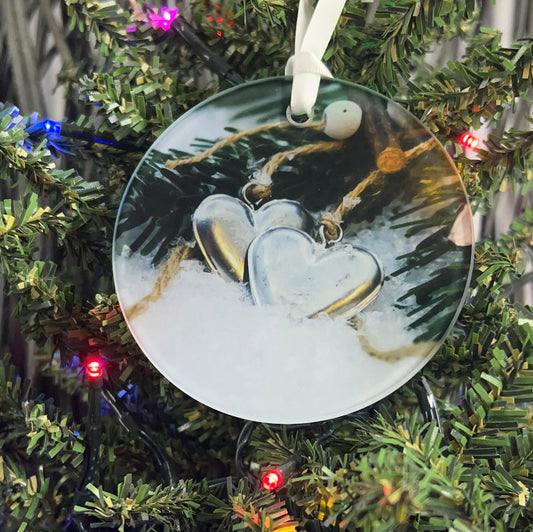 Two Hearts, Love, Glass Ornament / Suncatcher