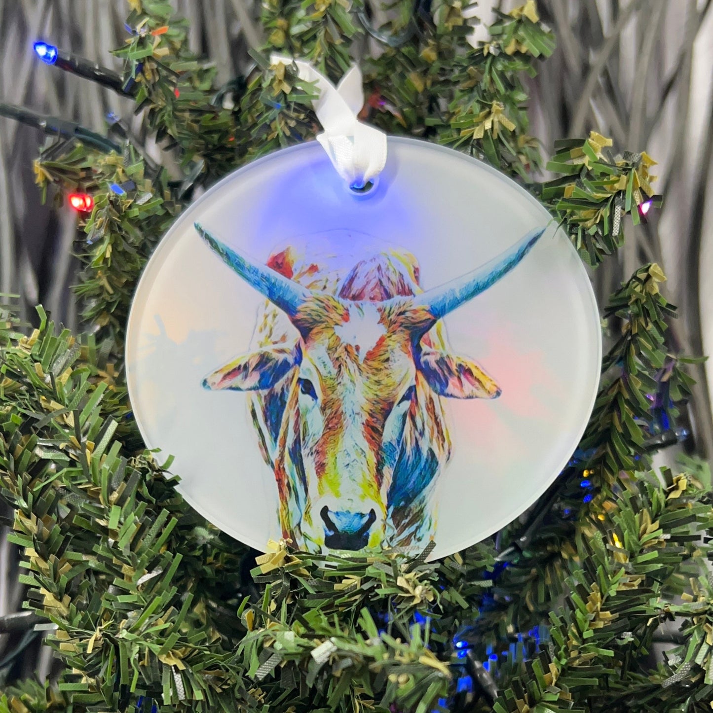Zebu Cattle Glass Ornament / Suncatcher